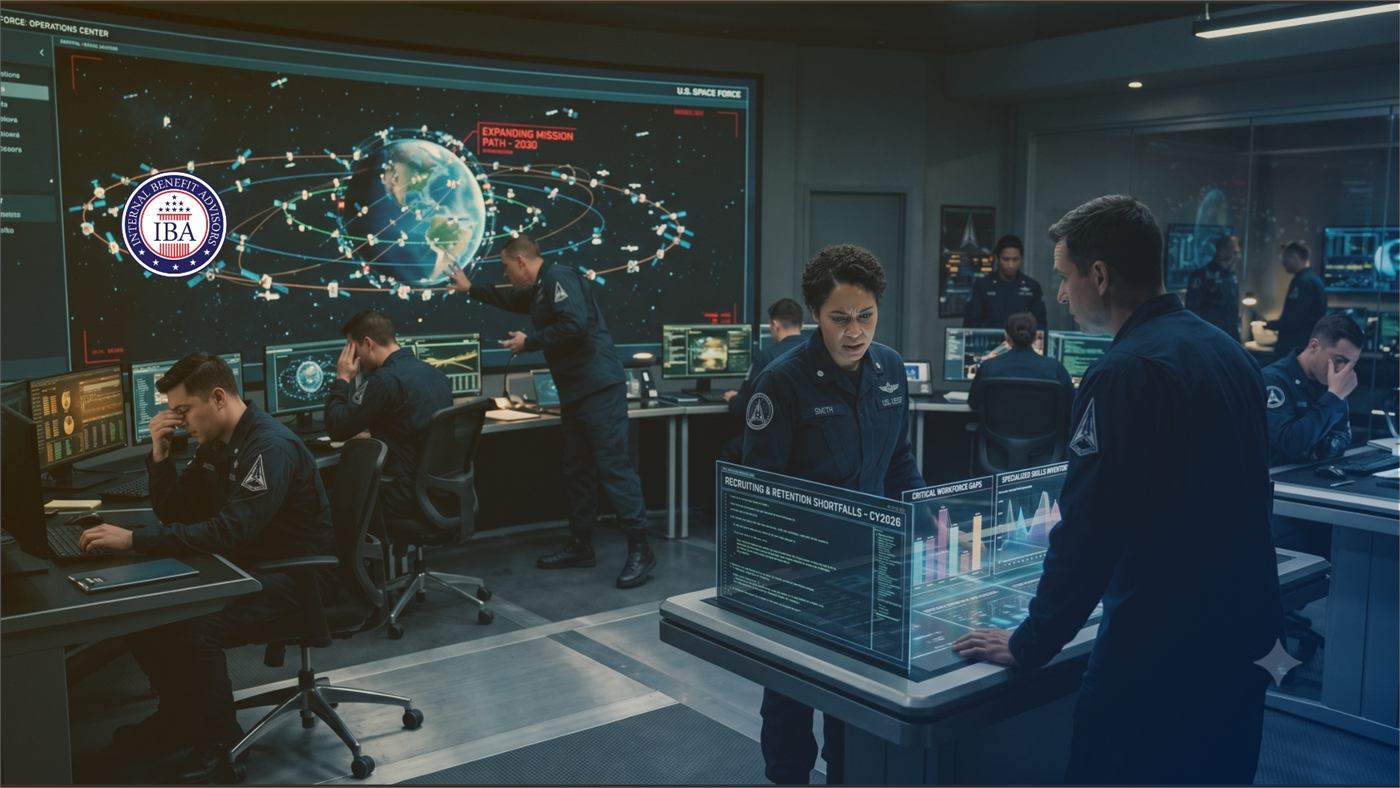 Analysts at monitors in a dark operations room, a globe and network diagram on the main screen