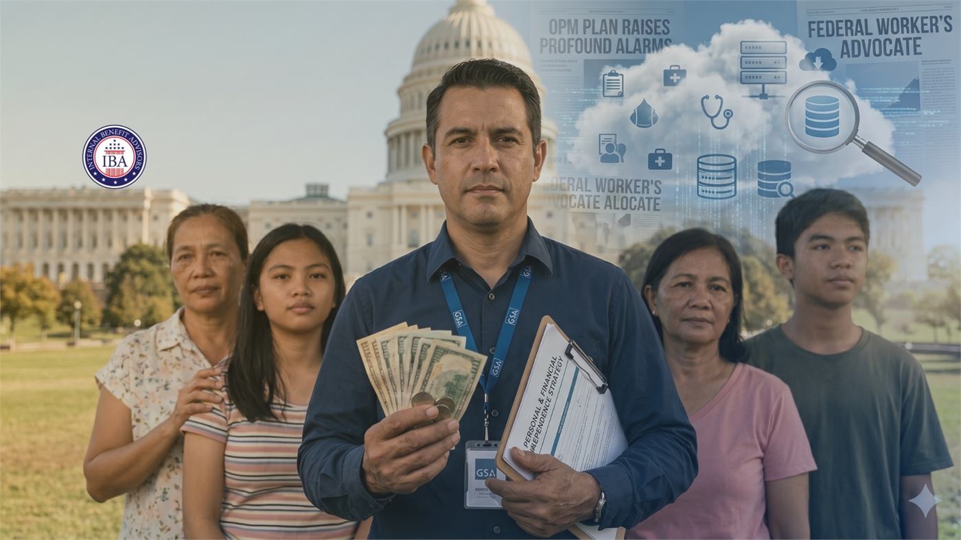 A man holding a fan of banknotes and documents in front of the Capitol, with a family standing beside him