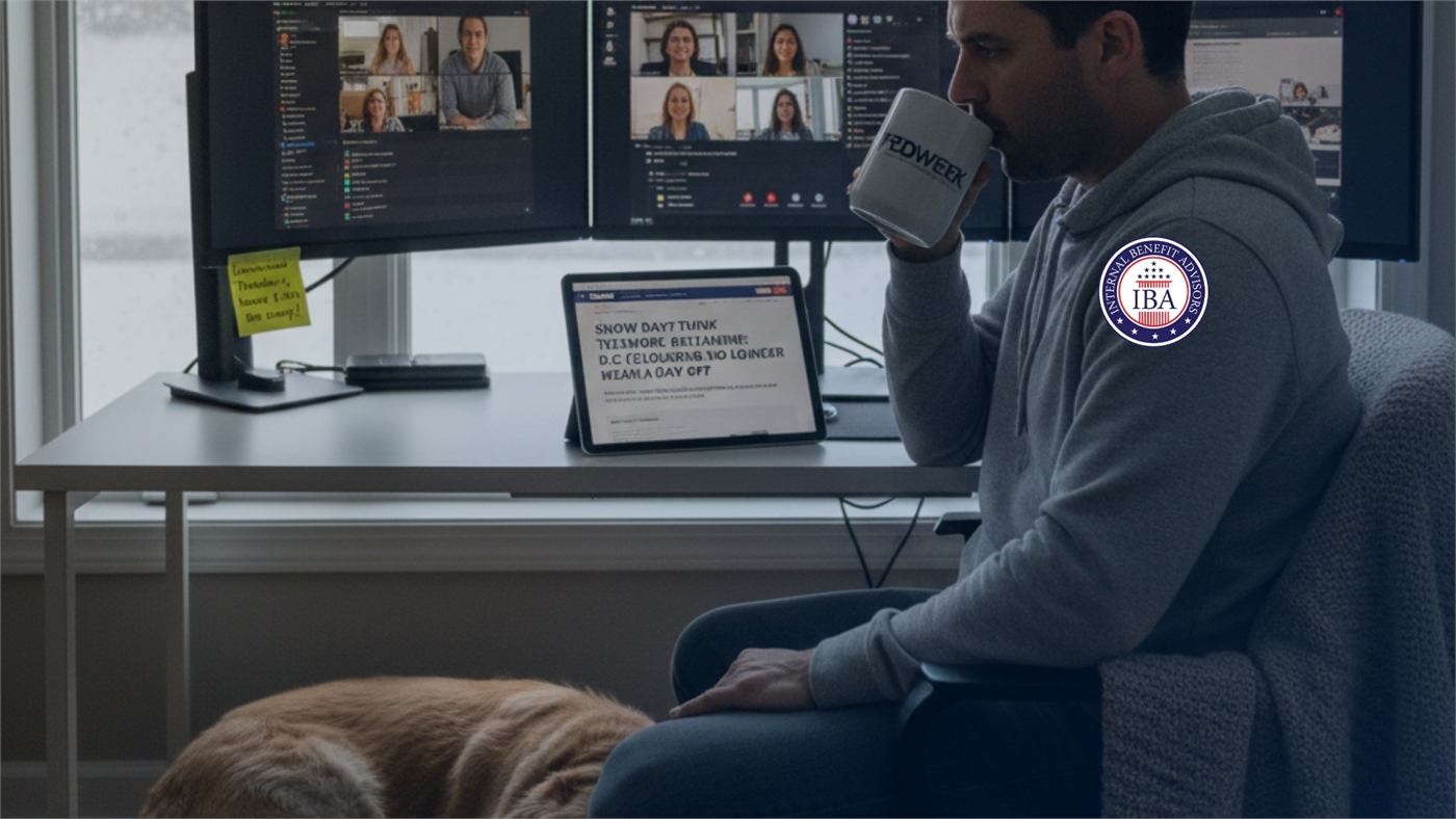 A man in a hoodie at a home desk on a video call with many participants, a cat asleep beside him